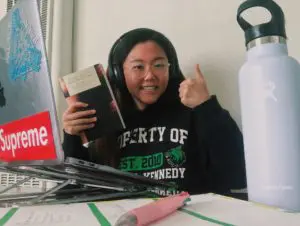 Student back in school virtually